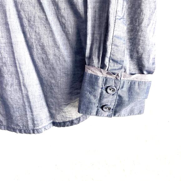 Gap Cotton Chambray Mixed Media Button Down Blouse Small - Picture 3 of 9